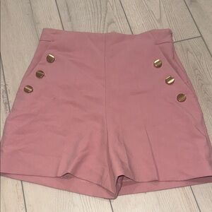Zara Sailor-Style High Waist Shorts in Rose